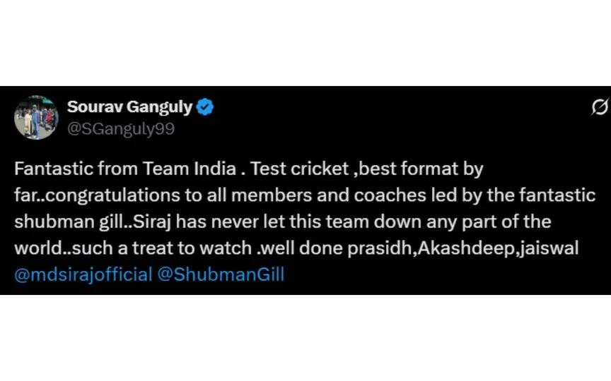 Screenshot from @SGanguly99