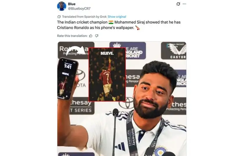 Siraj in press conference [Source: @BlueboyCR7/X.com]