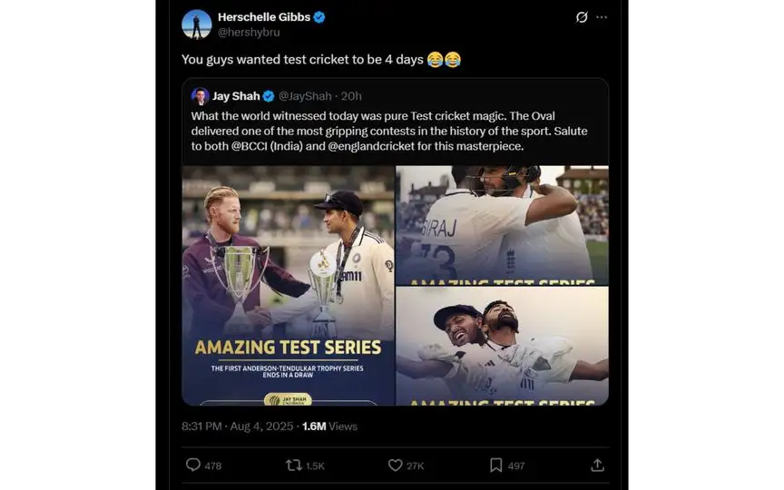 Herschelle Gibbs’ Tweet (Source: @hershybru/x.com)