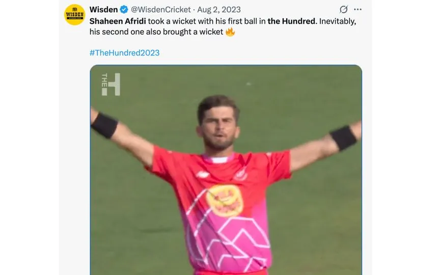 Shaheen Afridi's thunderous Hundred debut [Source: @WisdenCricket/X.com]
