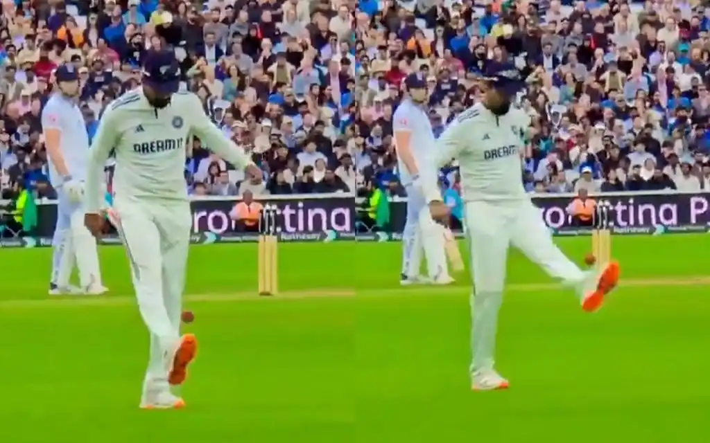 KL Rahul turns footballer at The Oval [Source: @Atharb_/X.com]