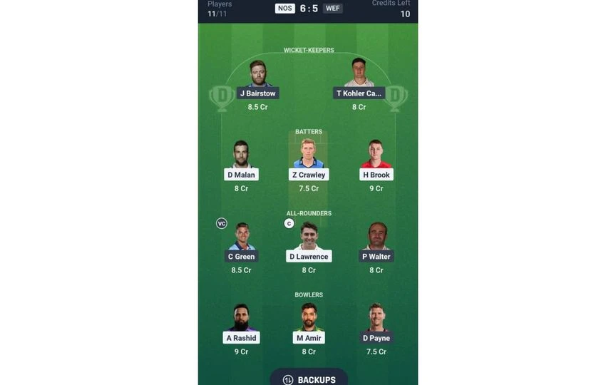 NOS vs WEF, The Hundred 2025: Dream11 Team 1 [Source: @Dream11 App]