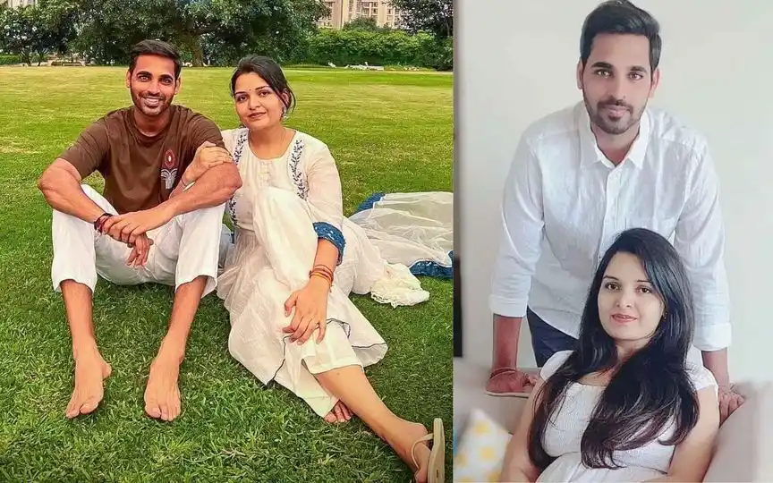 Nupur Nagar And Husband Bhuvaneshwar Kumar (Source:@Sportsbuzinfo,x.com)