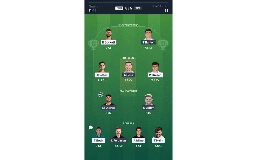 BPH vs TRT, The Hundred Men's 2025: Dream11 Team 2 [Source: @Dream11 App]