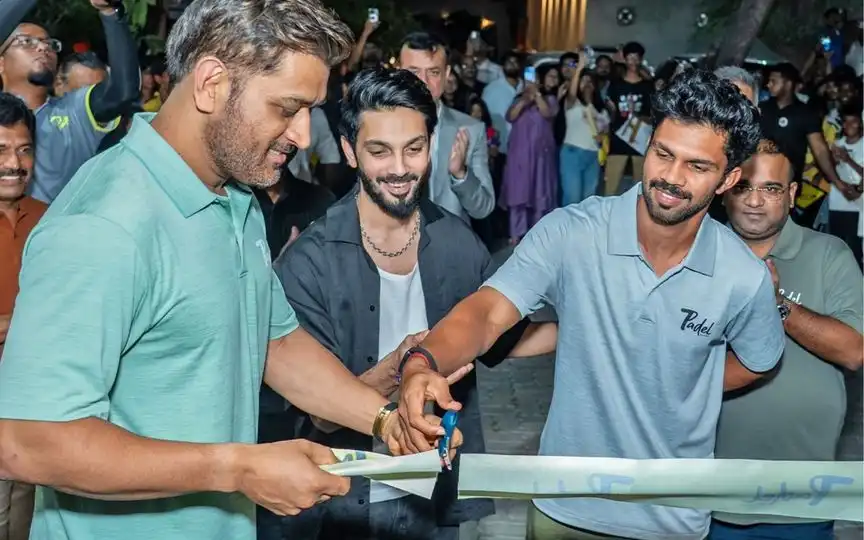 MS Dhoni launches new business in Chennai [Source: @7Padel_India/X.com]