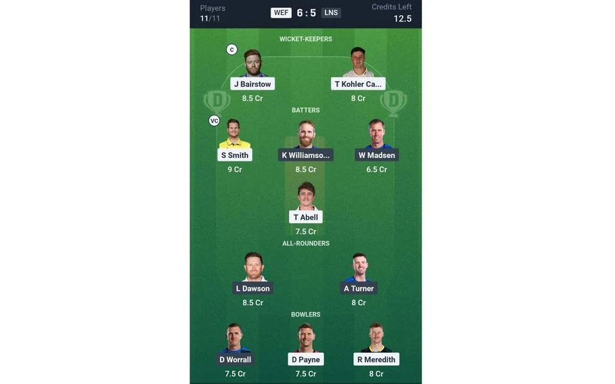 WEF Vs LNS Match 6: Dream11 Team 1 [Source: @Dream11 App]