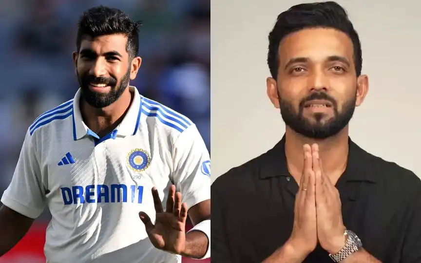 Ajinkya Rahane offers support to Jasprit Bumrah [Source: @sarcastic_us, @ajinkyarahane88/X.com]