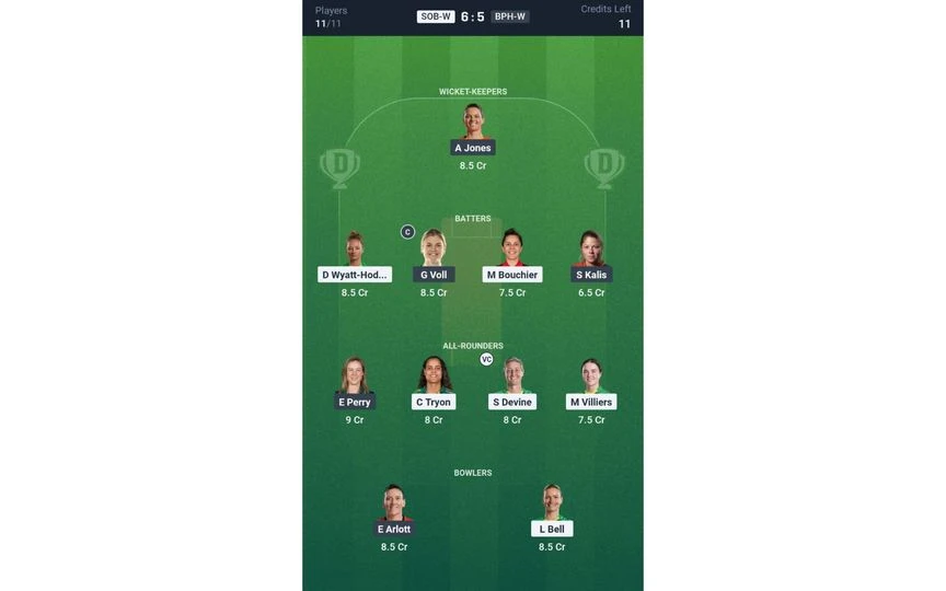 SOB-W vs BPH-W, The Hundred Women's 2025: Dream11 Team 2 [Source: @Dream11 App]