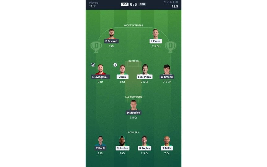 SOB vs BPH, The Hundred Men's 2025: Dream11 Team 2 [Source: @Dream11 App]