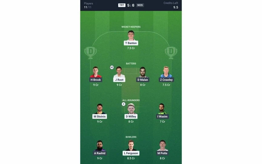 TRT vs NOS, The Hundred 2025: Dream11 Team 2 [Source: @Dream11 App]
