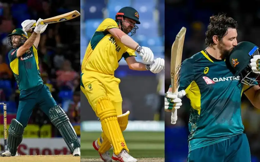 Glenn Maxwell, Travis Head, and Tim David [Source: AFP Media]