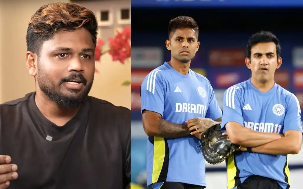 Sanju Samson, Gautam Gambhir and Suryakumar Yadav [Source: @mufaddal_vohra/X.com]