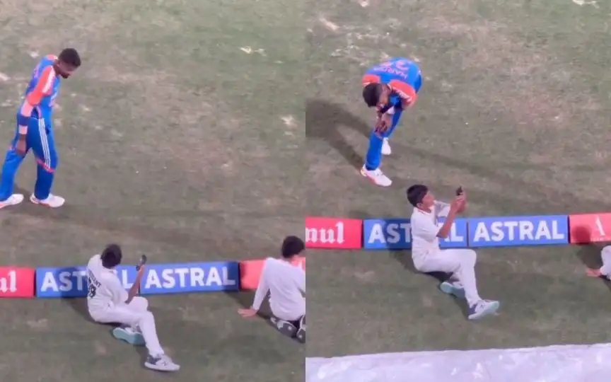 Hardik Pandya clicked a selfie with ballboy [Source: @rohan_gangta/X.com]