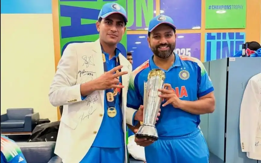 Rohit Sharma and Shubman Gill Pose After CT Final - (Source : @Johns/X.com)