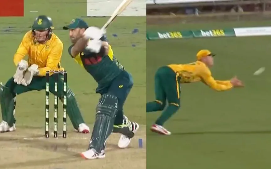 Glenn Maxwell's wicket against South Africa (Source:@Screengrab/Hotstar)