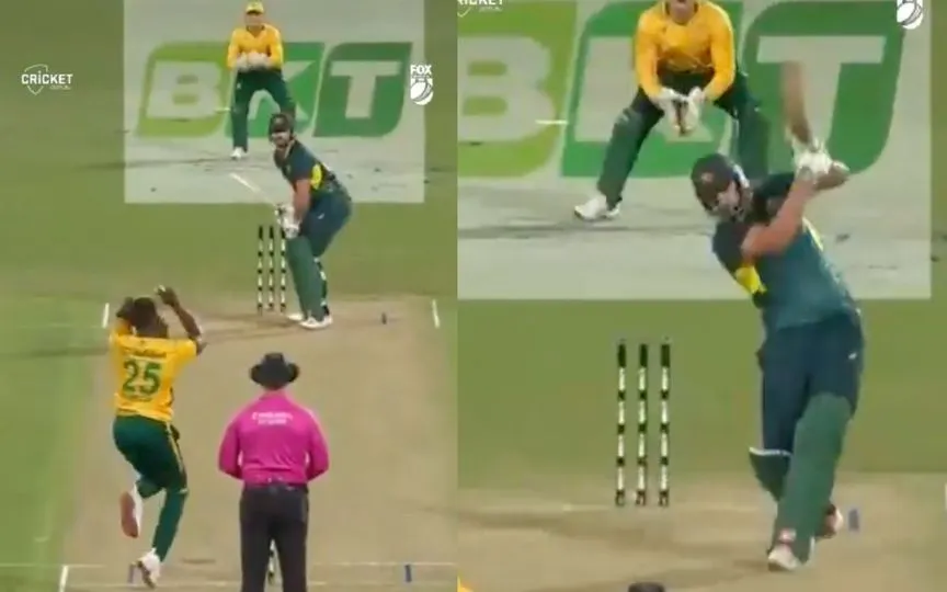 Tim David Belts Rabada For A Six - (Source : @ScreenGrab/CricketAu.com)
