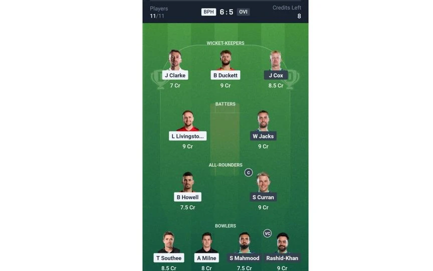 BPH vs OVI, The Hundred Men's 2025: Dream11 Team 1 [Source: @Dream11 App]