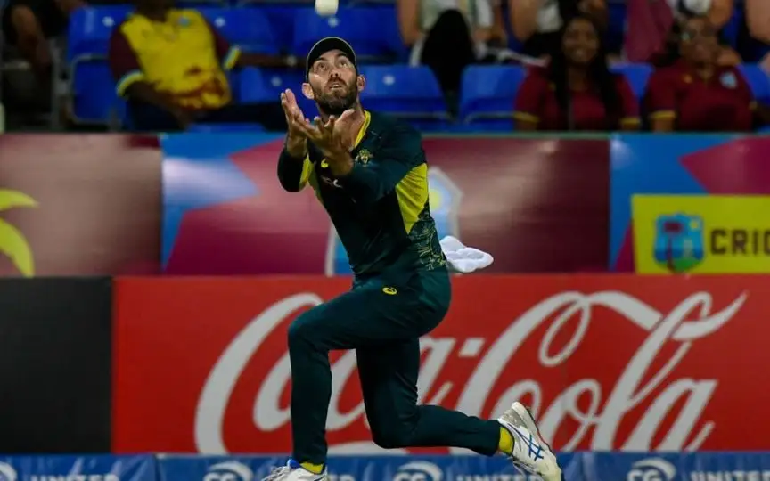 Glenn Maxwell Taking A Catch in 1st T20I - (Source : AFP)