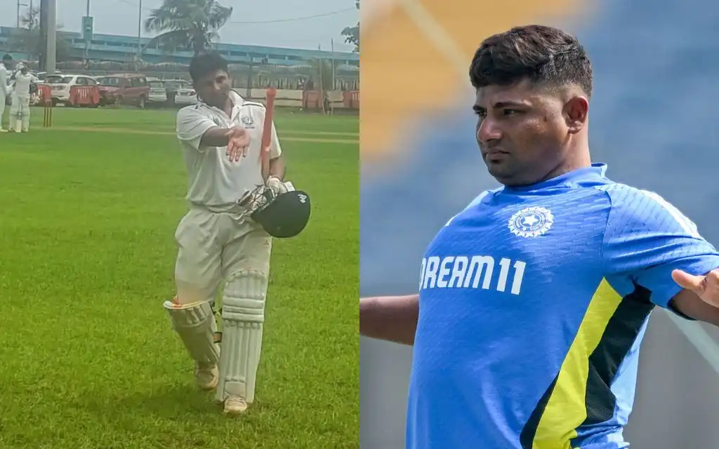 Sarfaraz Khan In Kanga League and for India (Source:@toi_gauravG and AFP)