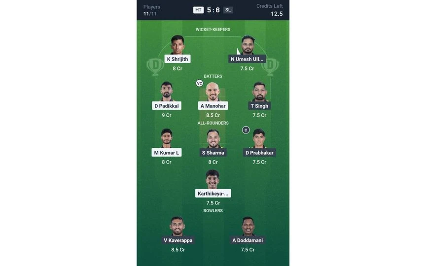 HT vs SL Match 3: Dream11 Team 2 [Source: @Dream11 App]