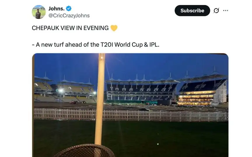 Chepauk's night time view [Source: @CricCrazyJohns/X.com]