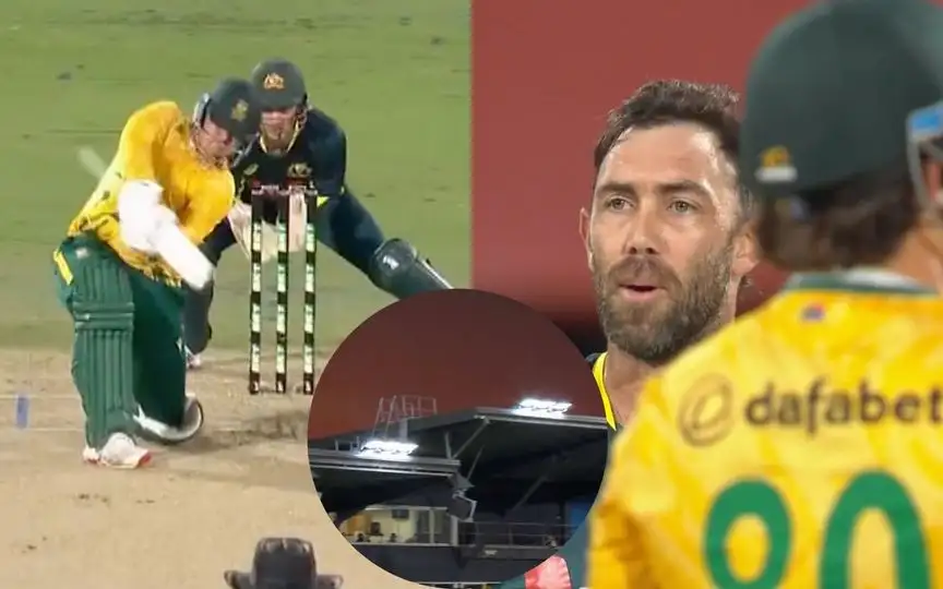Lhuan dre Pretorius six against Maxwell (Source: Screengrab/Hotstar)