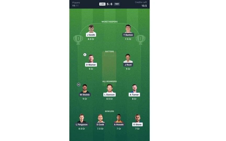 LNS vs TRT, The Hundred Men's 2025: Dream11 Team 1 [Source: @Dream11 App]