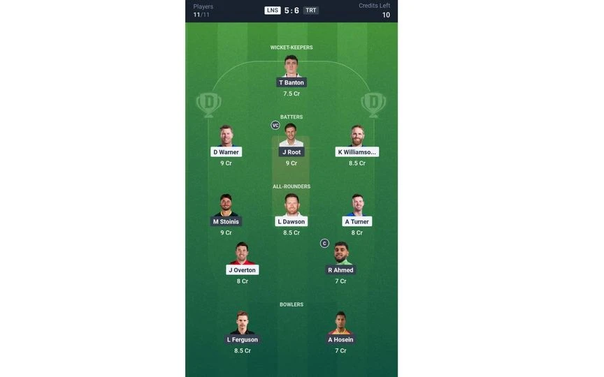 LNS vs TRT, The Hundred Men's 2025: Dream11 Team 2 [Source: @Dream11 App]