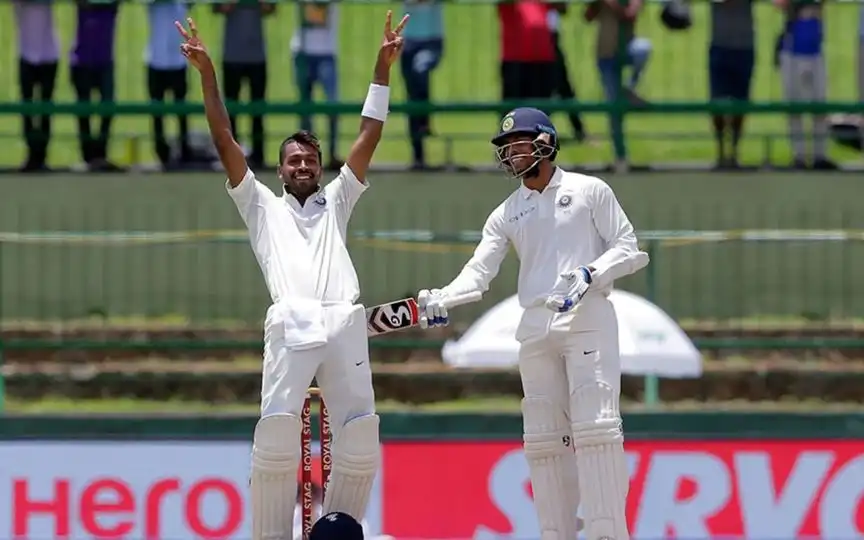 Hardik Pandya celebrates after hundred [Source: @amer_mmussa/X.com]