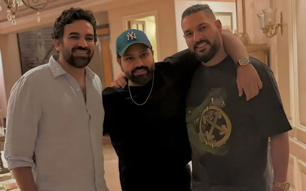 Zaheer Khan With Rohit Sharma and Yuvraj Singh (Source: @rushiii_12/x.com)