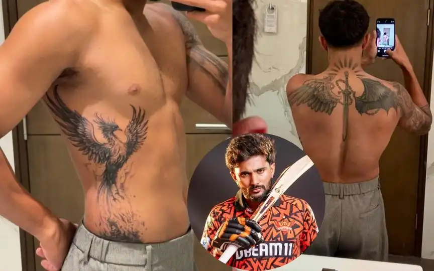 Nitish Reddy flaunts toned physique, stylish tattoos [Source: @Jay_Cricket12, @NitishKReddy/X.com]