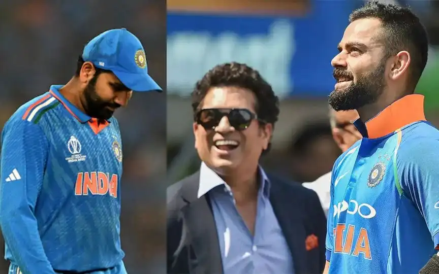 Rohit, Sachin Tendulkar and Virat Kohli [Source: @mufaddal_vohra/X.com]