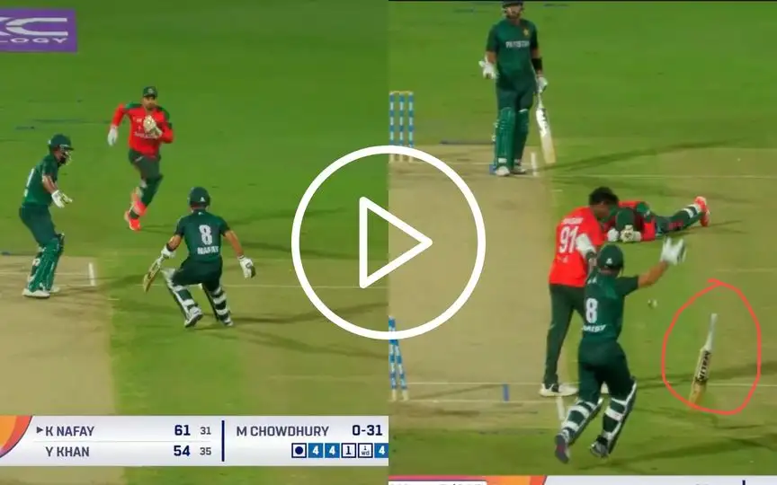 Khawaja Nafay's terrible mixup with Yasir Khan [Source: Screengrab/@7Cricket/X]