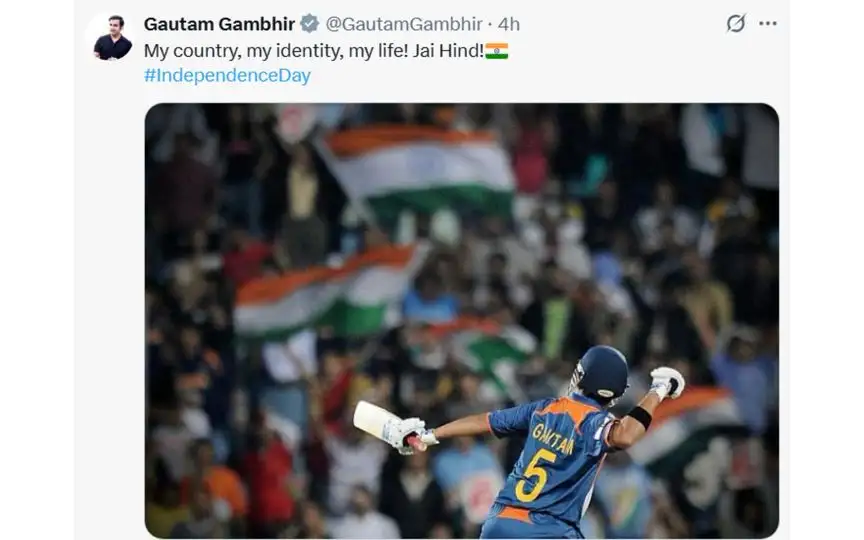 Gambhir's tweet [Source: Screengrab]