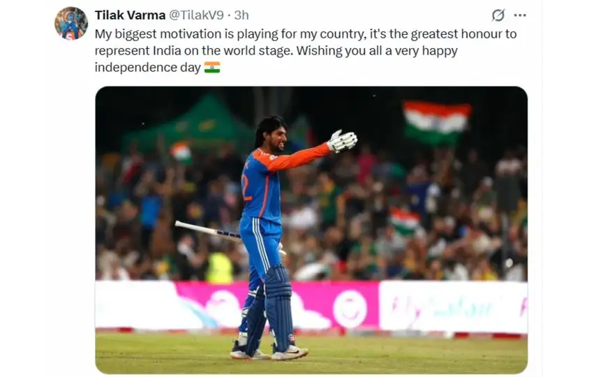 Tilak Varma's post [Source: Screengrab]