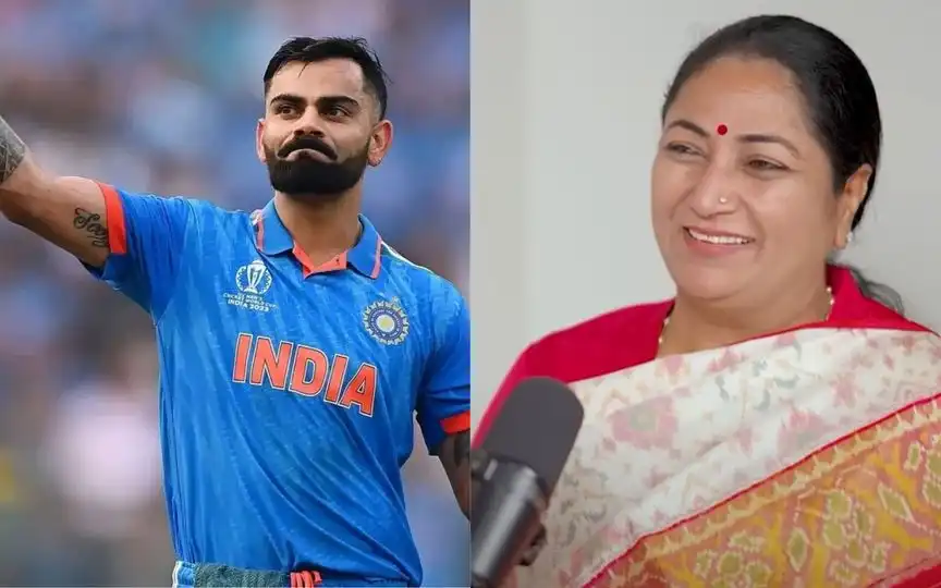 विराट कोहली और दिल्ली की मुख्यमंत्री रेखा गुप्ता [स्रोत: @ICC/x, @TheRaunacPodcast-fz1px/YouTube]