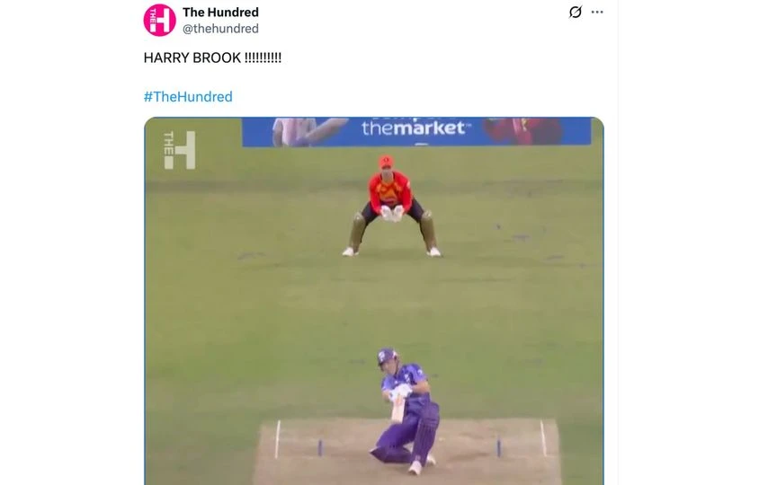 Harry Brook's fancy shot [Source: @thehundred/X.com]