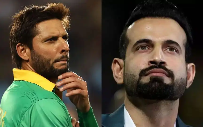 Shahid Afridi and Irfan Pathan [Source: @mufaddal_vohra/x.com]