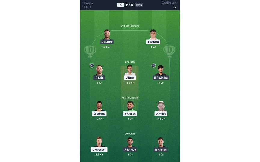 TRT vs MNR Match 20, The Hundred 2025, Dream 11 Team 1 [Source: @Dream11 App]