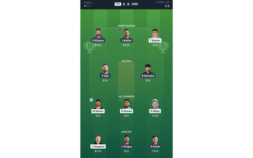 TRT vs MNR Match 20, The Hundred 2025, Dream 11 Team 2 [Source: @Dream11 App]