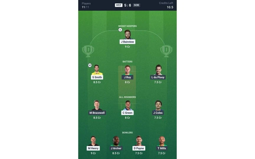 WEF vs SOB Match 21, The Hundred 2025, Dream 11 Team 2 [Source: @Dream11 App]