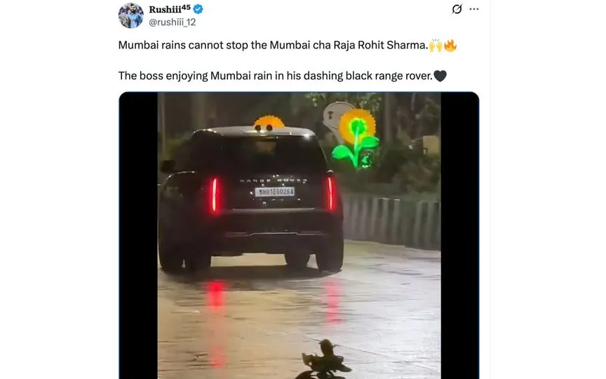 Rohit Sharma spotted driving in Mumbai [Source: @rushiii_12/X.com]