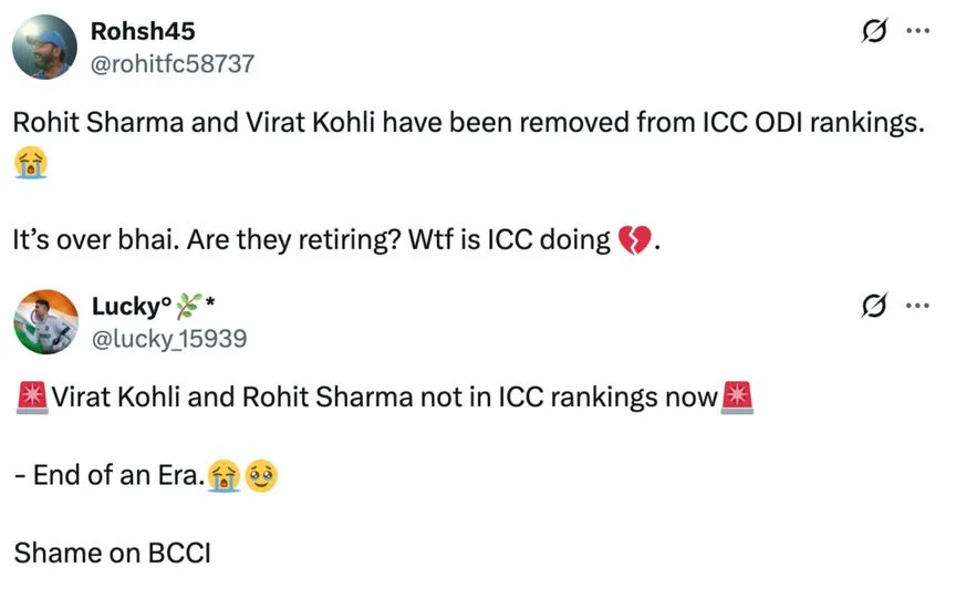 Fan tweets [Source: @rohitfc58737, @lucky_15939/X.com]