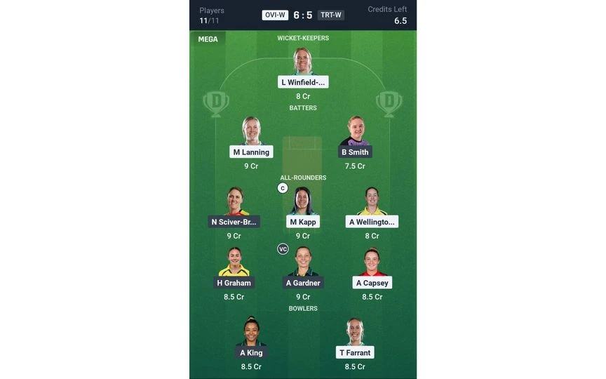 OVI-W vs TRT-W 23rd Match, The Hundred Women 2025, Dream 11 Team 2 [Source: @Dream11 App]