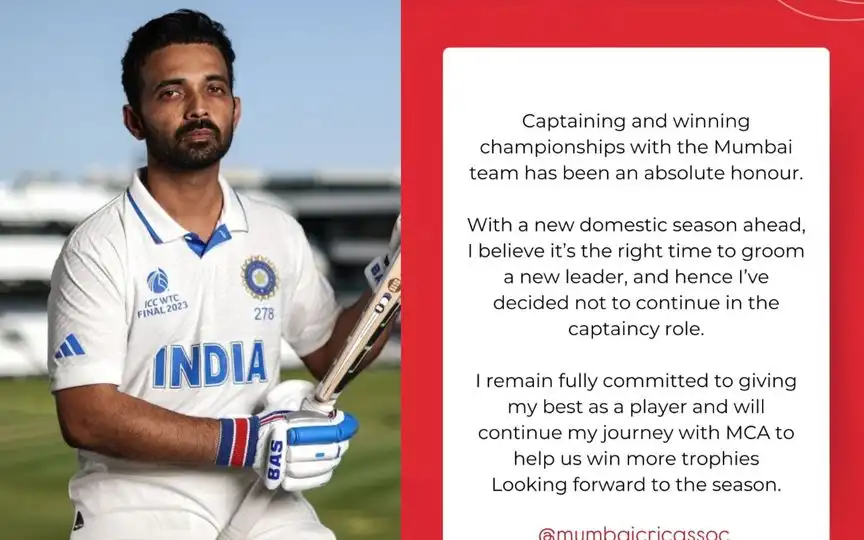 Rahane steps down [Source: @mufaddal_vohra/x.com]
