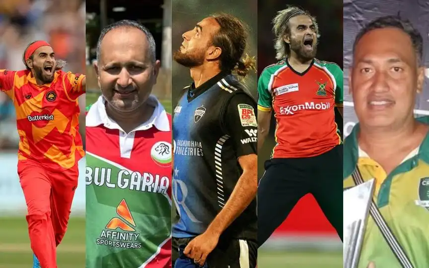 Imran Tahir, Prakash Mishra and Tomakanute Ritawa (Source: @WisdenCricket, @EuropeanCricket/X.com)