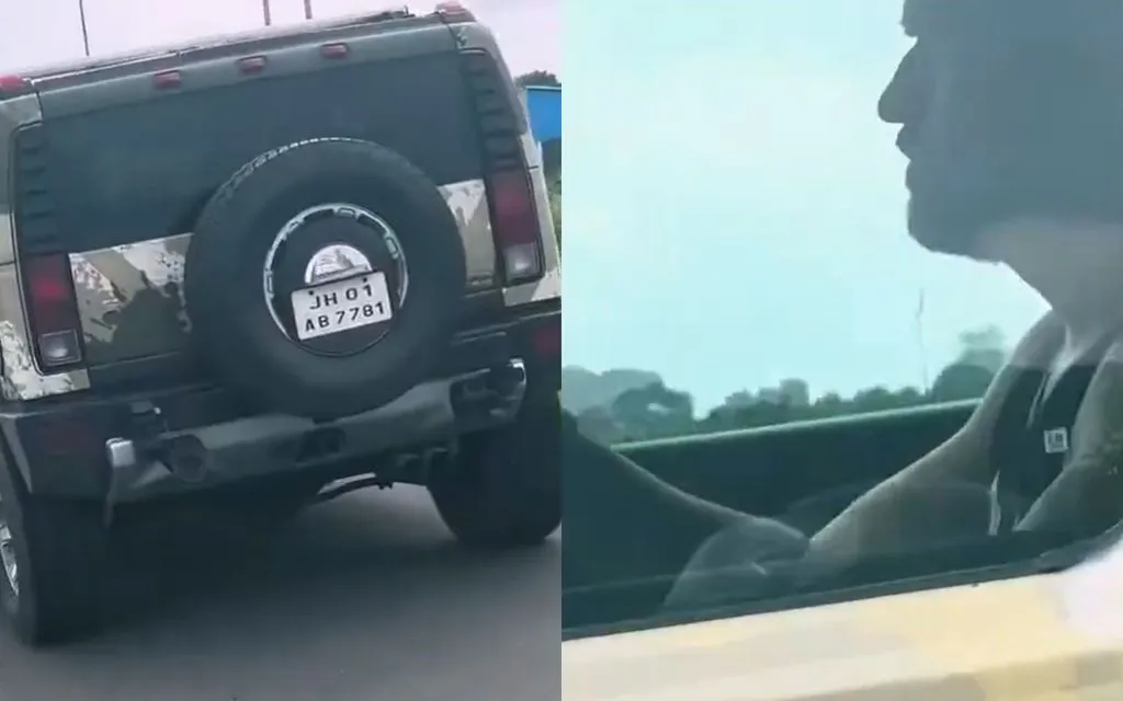 MS Dhoni in his Hummer (Source: @rushiii_12/X.com)