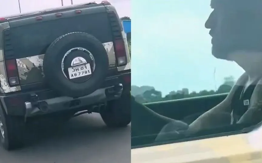 MS Dhoni in his Hummer (Source: @rushiii_12/X.com)