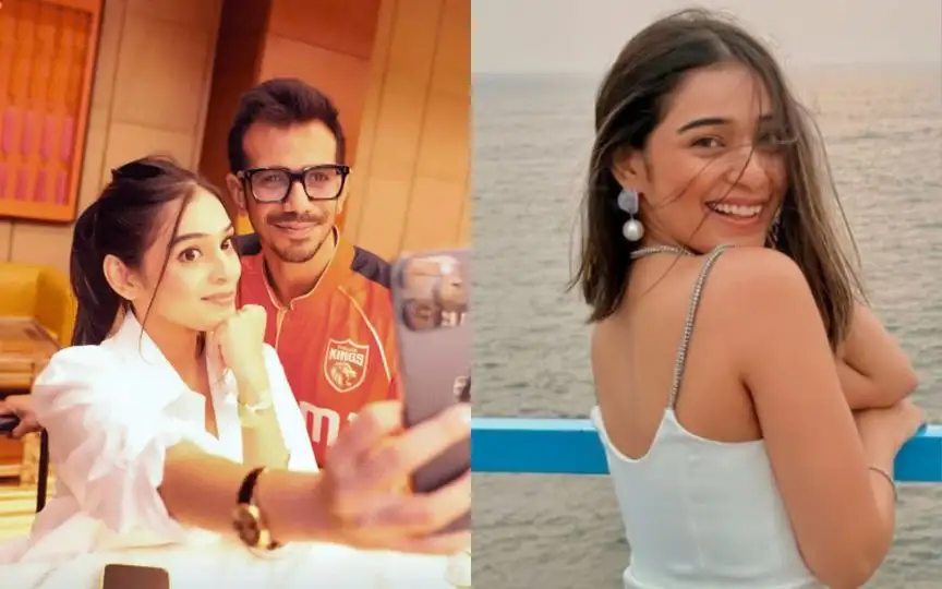 RJ Mahvash with Yuzvendra Chahal [Source: @shamin_yadav/X.com]