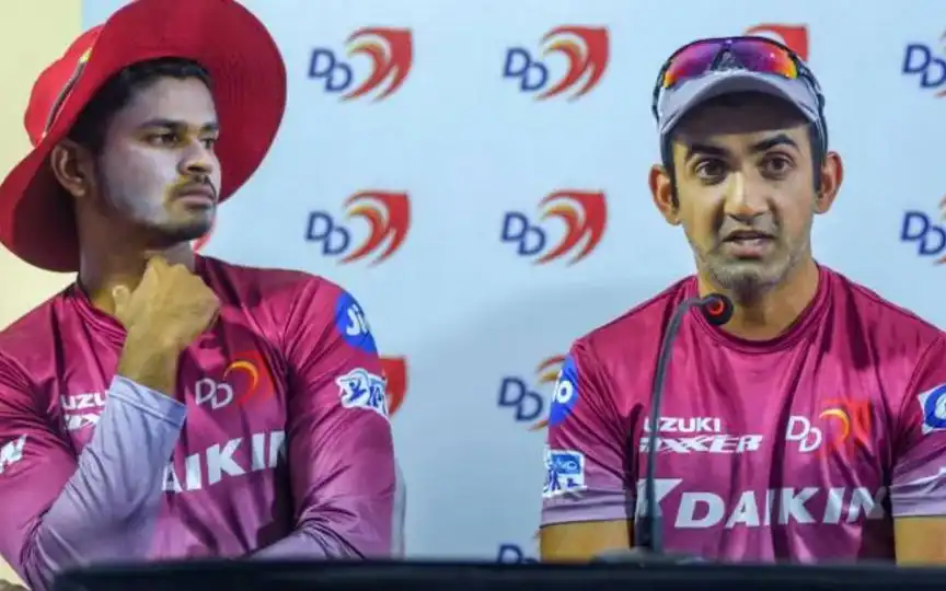 Shreyas Iyer And Gautam Gambhir In Delhi Daredevils' Jersey (Source: @Rajiv1841/x.com) 